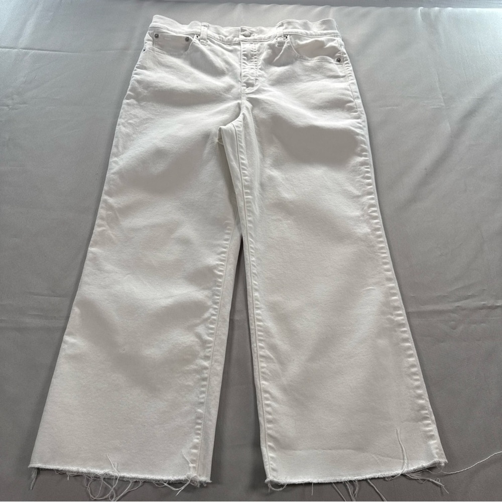 J. Crew White Wide Leg Cropped Jeans